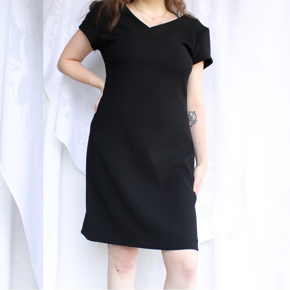 Vintage John Roberts Black Pencil Dress with Shoulder Pads